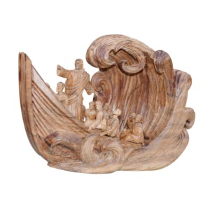 Escultura Artesanal de Jesús y los Discípulos en la Barca, Barco de Noé, Decoración Religiosa de Madera Hecha a Mano para el Hogar, Artesanía Cristiana con Grabados - Product Image 6