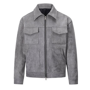 Elegant Mens <b>Suede</b> Leather <b>Jacket</b> Genuine Soft <b>Suede</b> Classic Slim Fit Winter Outerwear Fashion Daily Wear - Product Image 1