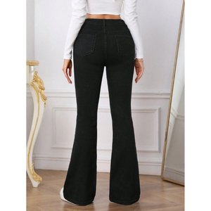 Jeans de Mezclilla Negros de Cintura Alta, Estilo Retro, Acampanados, para Mujer, con Acabado Premium, Tallas 26 a 40 - Product Image 2