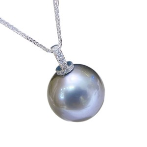 สร้อยคอจี้เดี่ยวสีเทาแพลตตินัมตาฮิติ เงินแท้ S925 พร้อมไข่มุกทะเลธรรมชาติ ตัวล็อคอเนกประสงค์ สร้อยคอจี้สวยงาม - Product Image 5