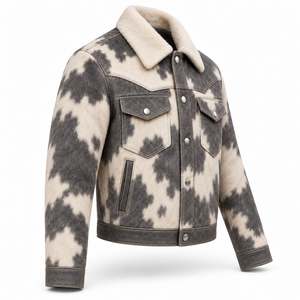 Chaqueta Vaquera Personalizada para Hombre, Color Gris Humo, con Pelo de Vaca, Cuello en V, Estilo Vaquero, Fabricante y Proveedor Mayorista OEM, Premium - Product Image 3
