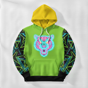 Sudadera Cyberpunk Techwear para Hombre, Diseño Neón con Gráficos Electrónicos, Estampado Vibrante por Sublimación - Product Image 4