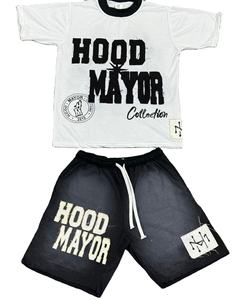 Conjunto de camisa y pantalones cortos de 2 piezas de verano con logotipo estampado personalizado, chándal lavado con ácido, conjunto de camisetas gráficas y pantalones cortos de dos piezas para hombre - Product Image 1