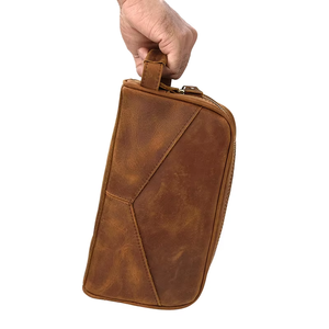 Trousse de Toilette en Cuir Véritable pour Hommes et Femmes, Pochette de Voyage Zippée pour Cosmétiques et Maquillage – Vente en Gros - Product Image 1
