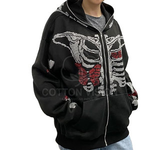 2026 Glitter Zipper OEM Custom Rhinestone Hoodie With Logo Sparkly Rhinestone Hoodie For Men Fashion - Product Image 2