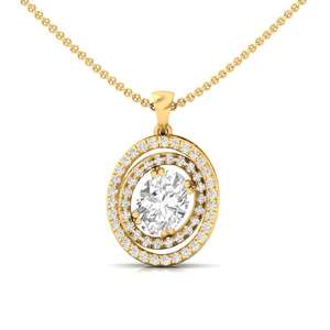 Colgante Solitario Ovalado con Diamante Cultivado en Laboratorio, Chapado en Oro de 10K, Certificado GIA, Estilo Étnico, Regalo Especial para Mujer - Product Image 5