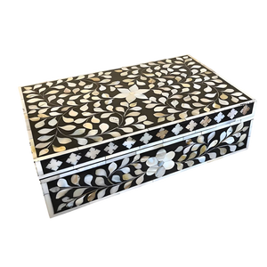 Caja de Joyería Artesanal de Resina Óptica con Incrustaciones de Nácar y Diseño Floral, Forma Rectangular, Tapa, 1 Capa de Almacenamiento, Capacidad de 1-3L - Product Image 5