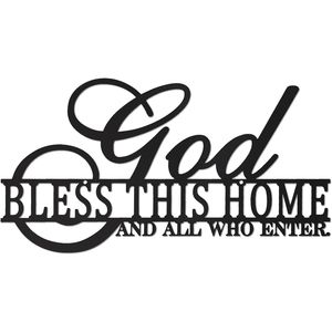 Decorazione Murale 'Dio Ti Benedica Questa Casa', Insegna Rustica in Metallo per Ingresso, Soggiorno, Cucina e Sala da Pranzo - Product Image 1