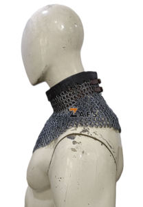 Collar de Cota de Malla Hecho a Mano de Acero Suave con Anillos Planos Remachados, Auténtico Protector de Cuello para Armadura de Caballero de Batalla y Recreación Histórica - Product Image 3
