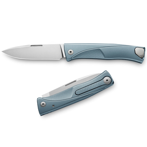 Couteaux pliants bleu ciel avec lame finition satinée et manche en métal rainuré, design fin pour la poche, idéal pour le quotidien et les activités de plein air - Product Image 5
