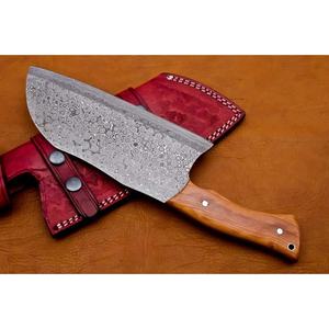 Cuchillo de Cocina JEXMOO OEM Hecho a Mano, de Acero de Damasco de Grado Industrial, Multifuncional, con Patrón de Gota de Lluvia, Funda de Cuero - Product Image 4