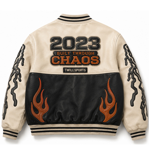 Blouson universitaire en cuir PU blanc pour homme, avec manches en similicuir et broderie de lettres sur le devant, style streetwear, coupe-vent - Product Image 2