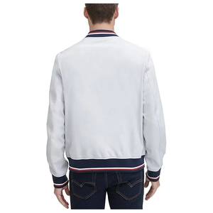 Grey men's bomber <b>jacket</b> Casual autumn wear Zip front solid color Turn-down collar polyester Mens solid color <b>jacket</b> - Product Image 6