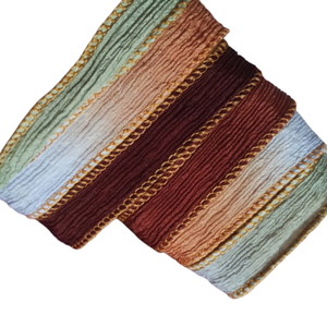 Ruban en Soie de Mûrier 100% Pure, Largeur 1 Pouce, Multicolore avec Bord Doré, Bordure en Soie Texturée Tissée pour la Mode et l'Artisanat - Product Image 1