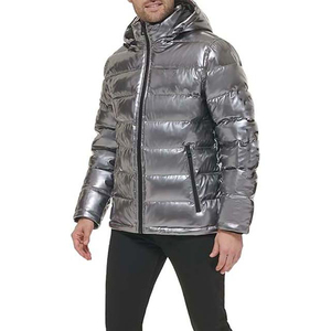 High Street New Arrival Horse Riding Puffer Jacket Zipper Cargo Fashion Men's Windproof <b>Reflected</b> Hooded Winter Jacket - Product Image 6