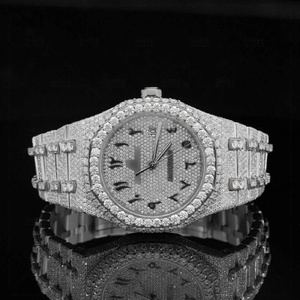 Brilliant Arabic Dial <b>Watch</b> With 41mm Dial Diameter Double Tone Design Moissanite <b>Diamond</b> <b>Watch</b> With Stainless Steel Metal Case - Product Image 1