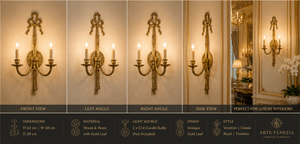 Ornate European Venetian Baroque Luxury <b>Wall</b> <b>Sconce</b> Decorative <b>Wall</b> <b>Light</b> with Elaborate Mirrorwork, Decorative Brass Framework - Product Image 4