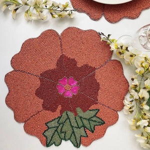 Round Beaded Butterfly Placemat Beaded Christmas Bows Placemat Charger Patriotic Americana Round Beaded Placemat Centerpie - Product Image 5