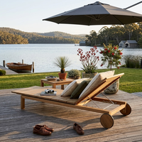 Chaise longue de jardin en teck massif, réglable, avec roulettes, pour l'Australie