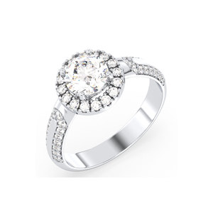 REYES OEM ODM Customized Fine Jewelry GRA Certified <b>925</b> Sterling <b>Silver</b> Round Cut 1.38 Carat Moissanite Halo <b>Rings</b> For Women - Product Image 1