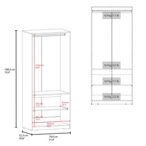 Armadio Moderno Autoportante Wenden Nero con Doppia Porta, Asta Appendiabiti e Ripiani Interni - Product Image 4