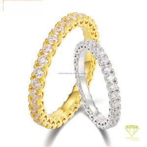 Moissanite Eternity Band <b>Ring</b> <b>925</b> Sterling <b>Silver</b> Round Cut Bridal Wedding Anniversary Jewelry Custom <b>Ring</b> for Women - Product Image 2