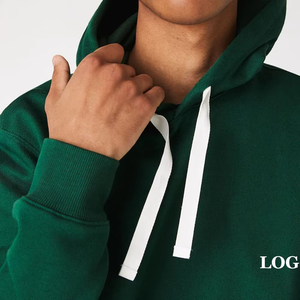 Modern Dark Green Oversized <b>Hoodie</b> for Men Cozy Fleece Zipper <b>Waterproof</b> 100% Cotton Minimal Everyday Street Style Winter Wear - Product Image 3