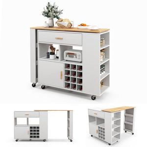 Carrito de Cocina Plegable Reversible de Doble Cara con Estantes Integrados para Vino y Especias - Product Image 3