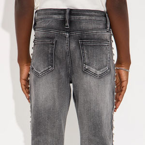 Jeans de mezclilla cómodos para niños, mezcla de algodón, efecto lavado, con cierre de botón y bolsillos laterales, precio económico para compradores - Product Image 5