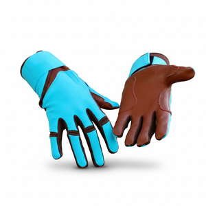 Guantes de Bateo Profesionales QASWA SPORTS Azul Cielo y Marrón, Palma Reforzada de Cuero Genuino, Cierre de Gancho y Bucle, Diseño Ambidiestro - Product Image 1