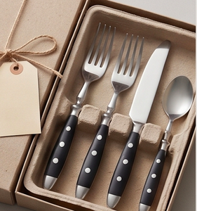 Modern Flatware Set With Black Handle Stainless Steel <b>Knife</b> <b>Fork</b> Spoon Dishwasher Safe For Wedding Tabletop Use - Product Image 6
