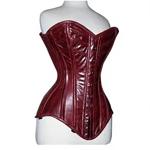 Women's Goth <b>Punk</b> Plus-Size Zipper Leather Lace Corset Shapewear Hip Enhancer Satin Fabric Quick Dry Firm Control Seamless - Product Image 1