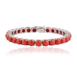 Bracelet tennis classique en argent sterling 925 avec pierres de corail pour femme, serti clos, bijoux fins, prix de gros, faible MOQ - Product Image 1