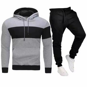 Ensemble de survêtement à capuche pour homme avec blocs de couleur, manches longues, décontracté, avec cordon de serrage et poches latérales, idéal pour l'automne - Product Image 1