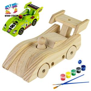 Commercio all'ingrosso educativo <span class=keywords><strong>di</strong></span> pittura da corsa in legno naturale modello <span class=keywords><strong>di</strong></span> <span class=keywords><strong>auto</strong></span> da corsa per bambini W03A154 - Product Image 1