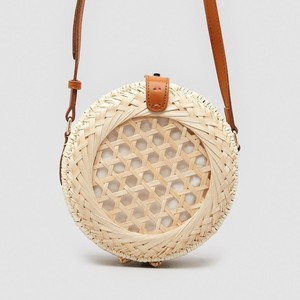 <b>White</b> bamboo <b>bags</b> <b>hand</b> weaving waffle shoulder <b>bag</b> cosmetic accessories storage for ladies - Product Image 1