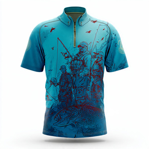 Fishing Zip Up Jacket Men Moisture Wicking Jersey For Fishing Sublimation Shirts Men Fishing Zip Up Shirt Outdoor UV Protection - Product Image 4