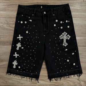 Shorts personnalisés avec logo en strass, design anatomique décontracté, style de vie urbain moderne, vente directe d'usine - Product Image 3