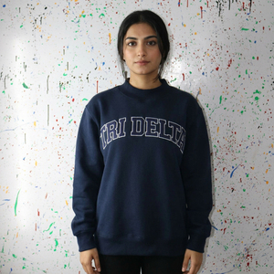 Sudadera Tri Delta con cuello redondo, oversize, de forro polar, con estampado frontal, unisex, informal, para otoño, URBAN PRODUCTIONS - Product Image 1