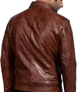 แจ็คเก็ตหนังสีน้ำตาลสำหรับผู้ชายแบบสั่งทำพิเศษจากโรงงาน (OEM) |   สไตล์สตรีทแวร์สีพื้น |   เสื้อแจ็คเก็ตหนังแฟชั่นสตรีทแวร์ขายส่ง - Product Image 4