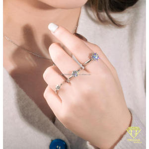 Classic Round Cut Moissanite <b>Solitaire</b> <b>Ring</b> With Sleek 925 Sterling <b>Silver</b> Band Elegant Engagement Jewelry - Product Image 3