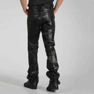 Pantalon en cuir de mouton pour homme, style streetwear, respirant, avec poches, couleur et logo personnalisables, utilisation en extérieur en hiver - Product Image 2