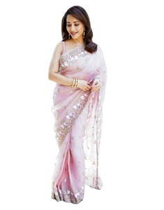 Hermosa actriz india Madhuri D. Usar puro algodón suave seda multicolor clásico elegante aspecto viscosa Evergreen Casual Saree - Product Image 1