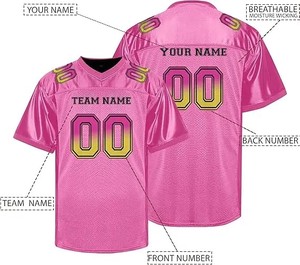 เสื้อเจอร์ซีย์แฟนอเมริกันฟุตบอลแบบสั่งทำพิเศษ OEM ดีไซน์พิมพ์ลายแบบ Sublimation ระบายอากาศได้ดี ไซส์ใหญ่ แขนสั้น เสื้อเจอร์ซีย์ฝึกซ้อมแบบสั่งทำพิเศษ - Product Image 6