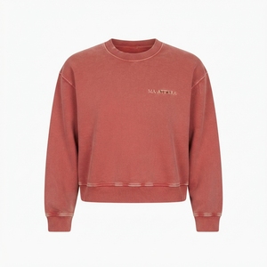 <b>Mens</b> Washed <b>Pink</b> Crewneck <b>Sweatshirt</b> Oversized Casual Streetwear Pullover Long Sleeve Top - Product Image 3