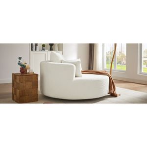 Poltrona Girevole a 360 Gradi con 3 Cuscini Rimovibili, Sedia Rotonda per Soggiorno, Camera da Letto, Ufficio - Product Image 4