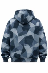 Sweat-shirt à capuche pour homme, imprimé géométrique, coupe classique, avec poche, décontracté, pour l'automne, 100% polyester, tissu FRENCH TERRY tricoté - Product Image 3