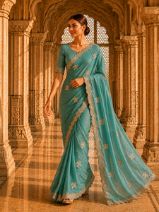 Sari de Terciopelo y Satén para Mujer, Diseño Indio Personalizado de Vexotrend, Hermoso Diseño Patola, Estilo Tradicional para Bodas y Fiestas - Product Image 6
