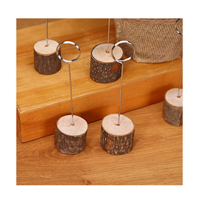 Wood And Metal <b>Place</b> <b>Card</b> Holder <b>Table</b> Number Holder Stands Minimalist Wire Flamingo <b>Place</b> <b>Card</b> Holder On Wooden Base - Product Image 4