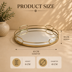 Premium Stainless Steel Round Gold <b>Mirror</b> Serving Tray Decorative Open Frame Premium Display Platter for Elegant Dining - Product Image 2